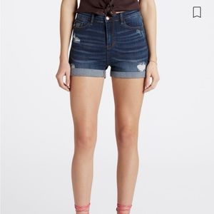 Judy Blue Lillian High Rise Tacked Cuff Short - Size 8, Indigo